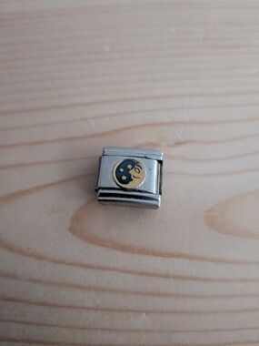 Italian Charm Link with Moon & Stars Enamel Celestial Y2k Vintage